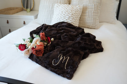 Personalized Chocolate Brown Adult Blanket