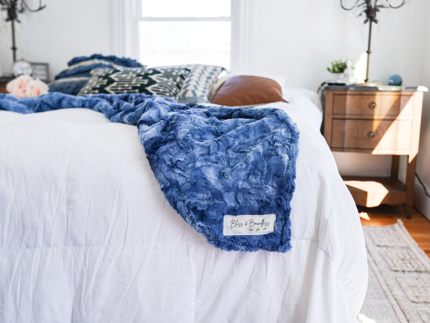 Personalized Blue Plush Adult Blanket