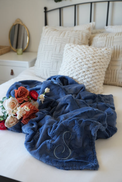Personalized Denim Blue Adult Blanket