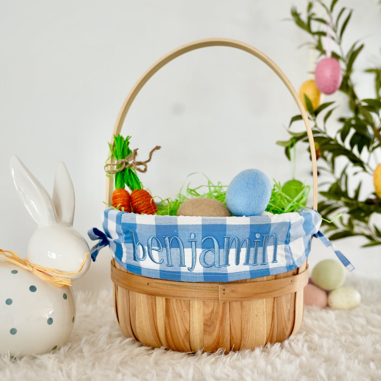 Personalized Easter Basket, Big Denim Gingham, DF