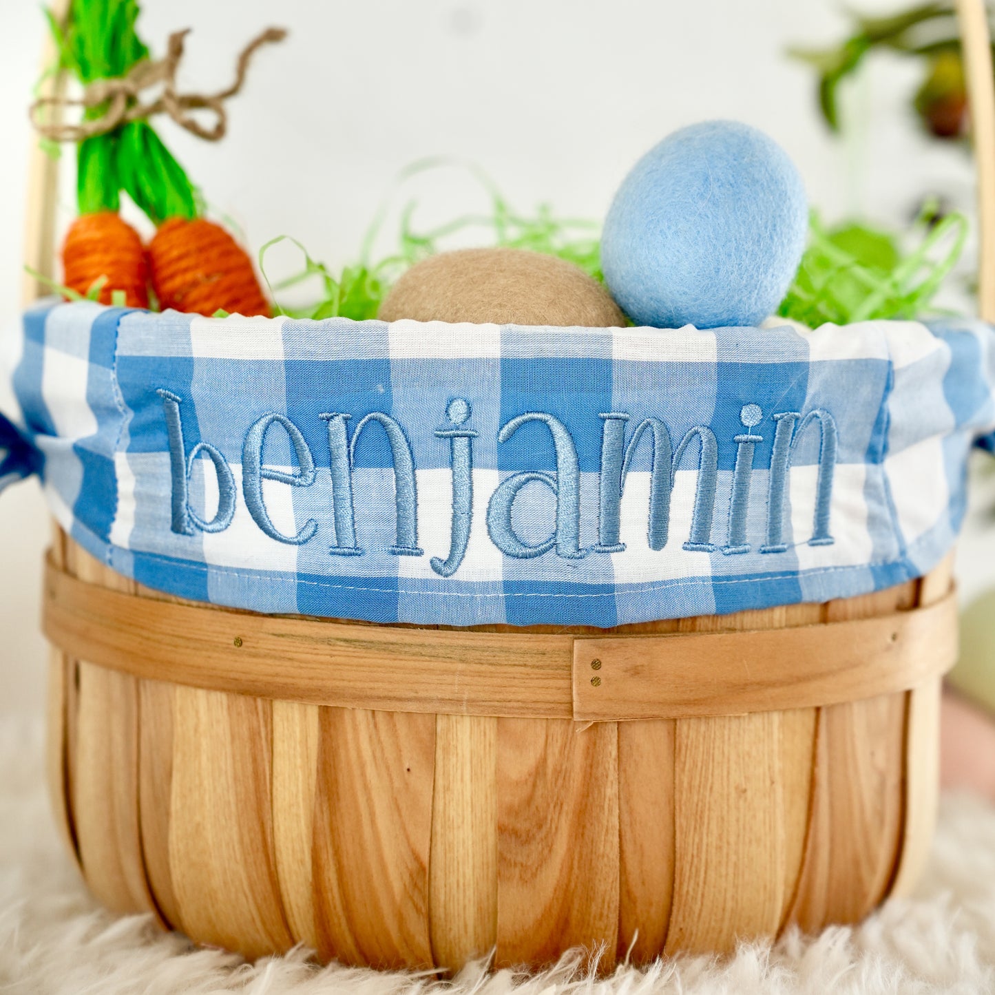 Personalized Easter Basket, Big Denim Gingham, DF