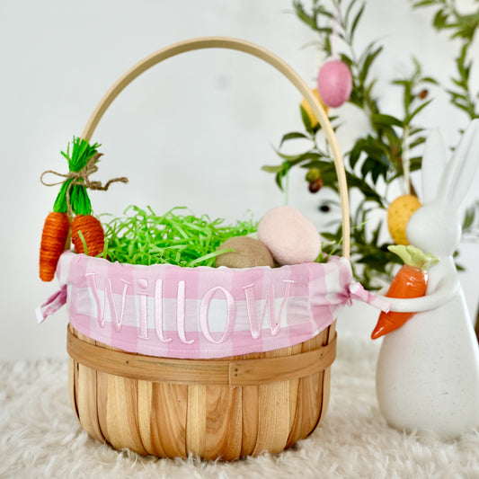 Personalized Easter Basket, Big Baby Pink Gingham, DF