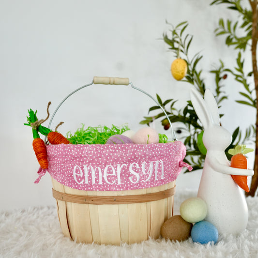 Personalized Easter Basket, Coral Polka Dot, PM