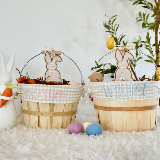 Personalized Easter Basket, Beige Gingham, PM