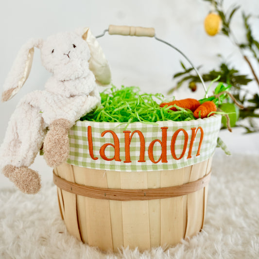 Personalized Easter Basket, Small Sage Gingham, PM