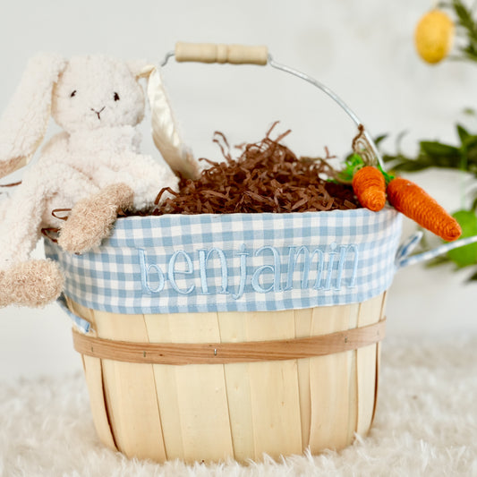 Personalized Easter Basket, Small Denim Gingham, PM