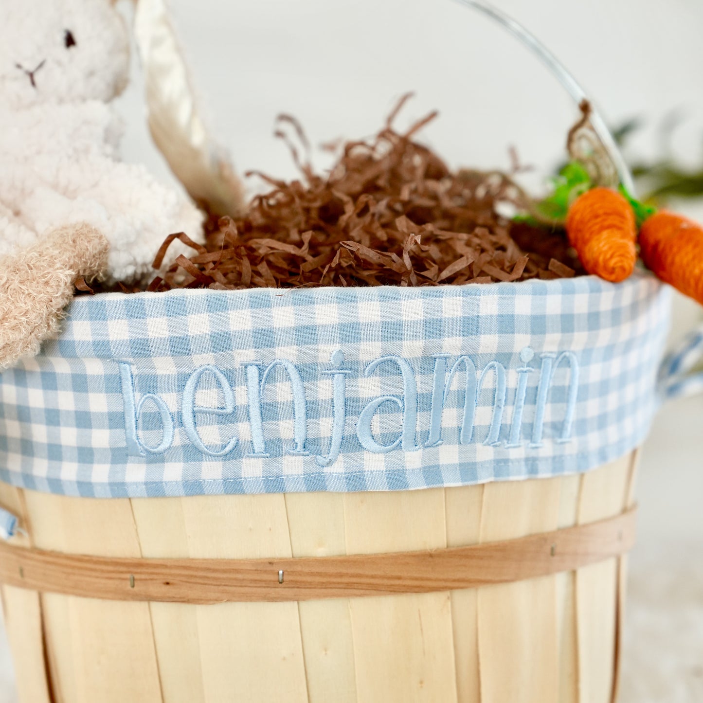 Personalized Easter Basket, Small Denim Gingham, PM