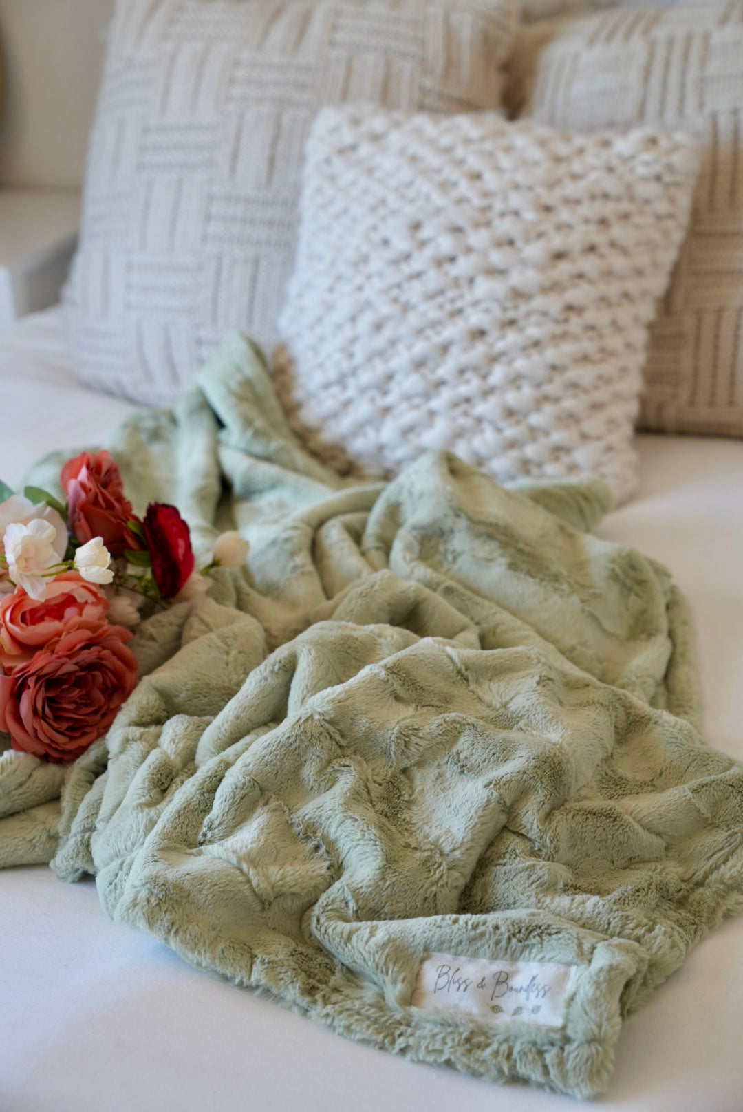 Personalized Sage Green Adult Blanket