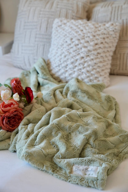 Personalized Sage Green Adult Blanket