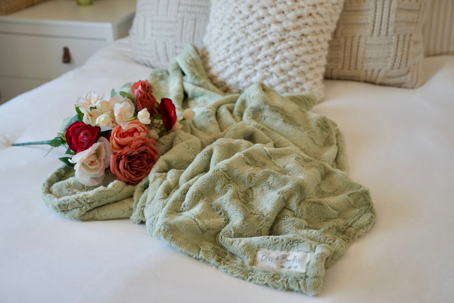 Personalized Sage Green Adult Blanket