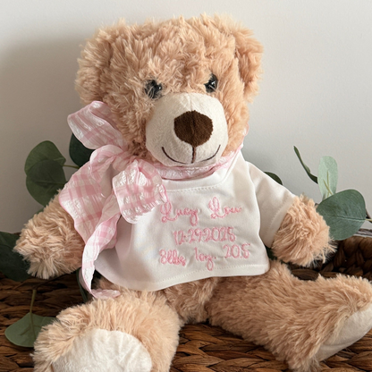 Girl Teddy Bear with Custom T-Shirt - Personalized