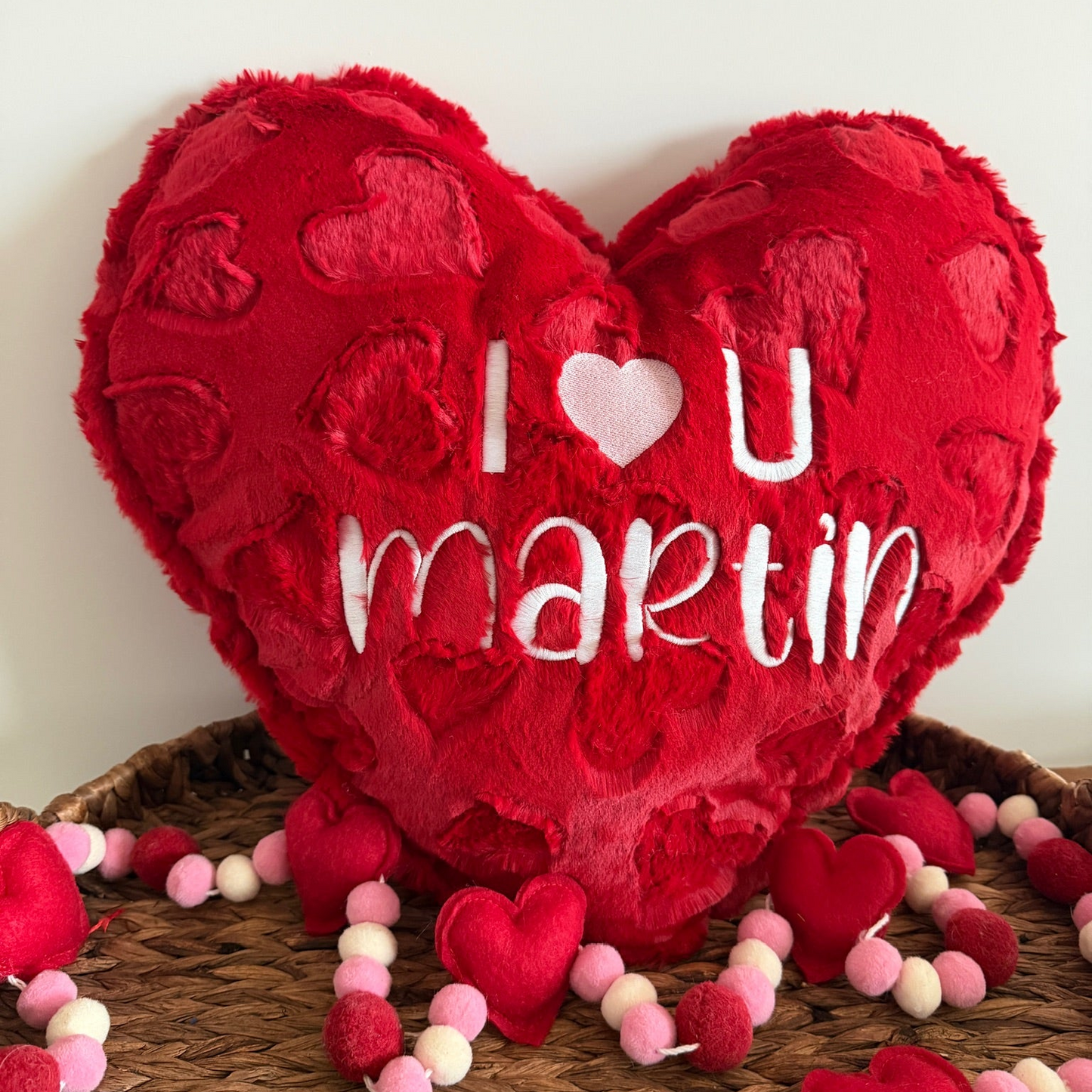 I Heart U Valentine's Day Heart Pillow - Personalized