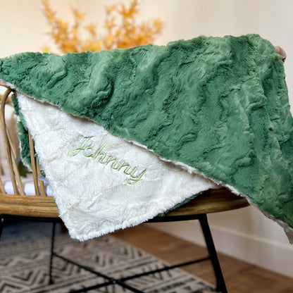 Basil Glacier Minky Baby Blanket - Neutral Green Baby Blanket - Personalized