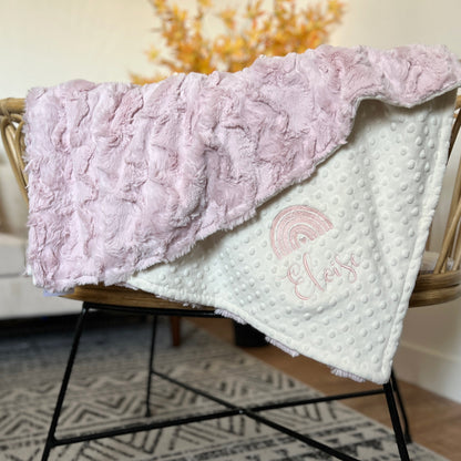 Ice Pink Glacier Minky Baby Blanket - Pink Rainbow Baby Blanket - Personalized