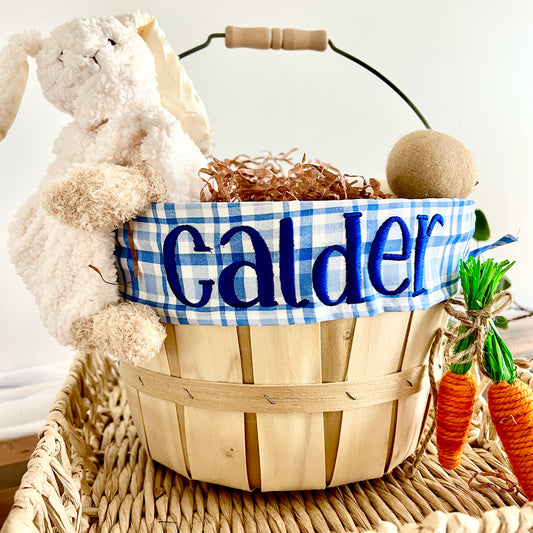 Personalized Easter Basket, Denim Plaid, PM