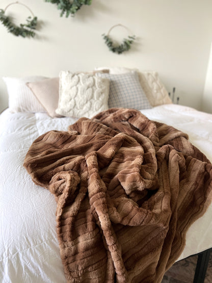 Vienna Pecan Adult Minky Throw Blanket