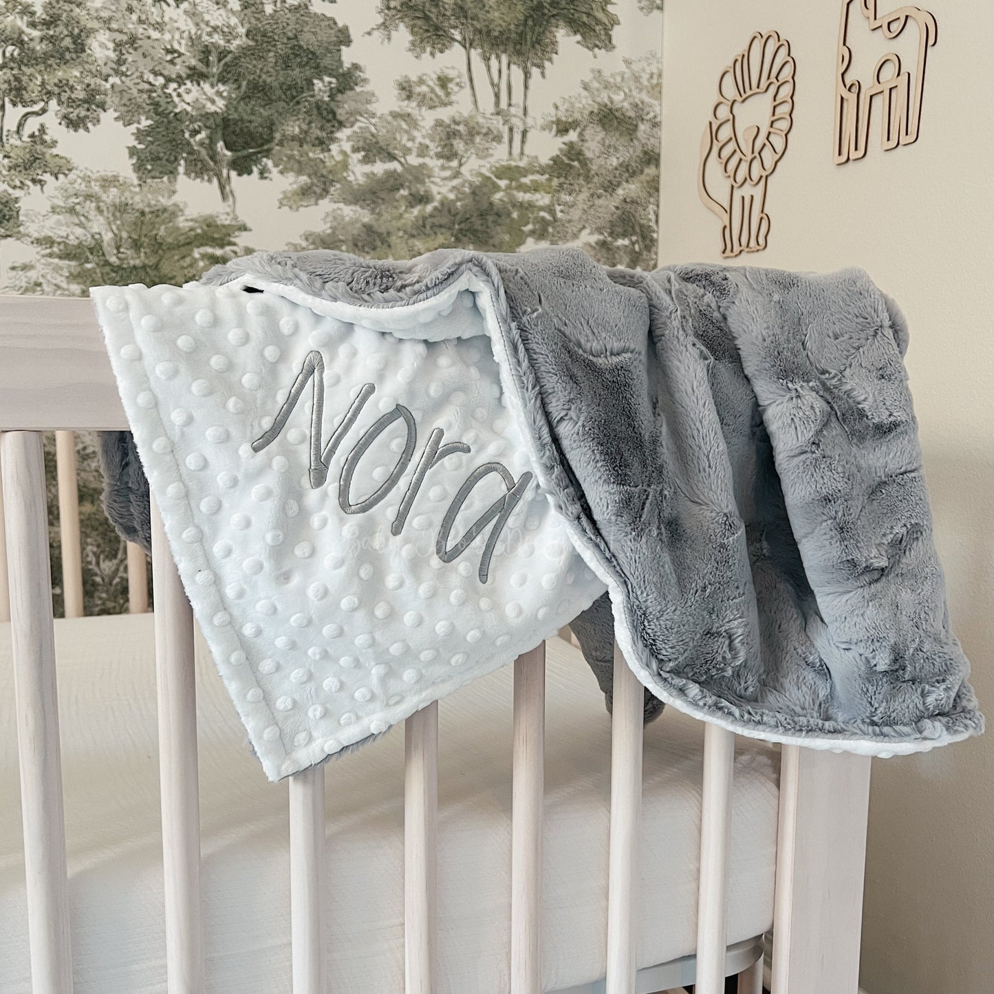 Gray Hide Minky Baby Blanket - Personalized