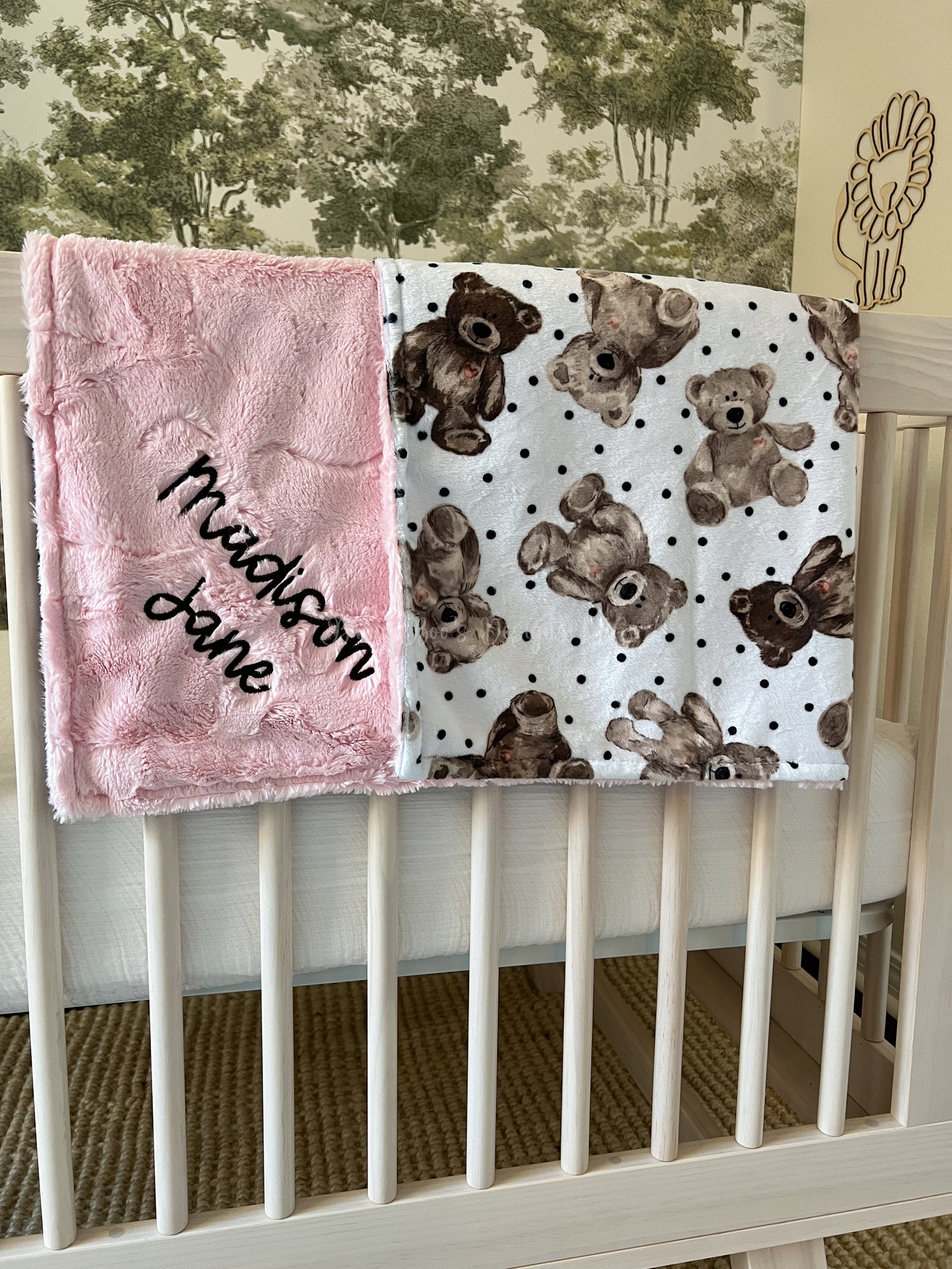 Teddy Bear Minky Baby Blanket - Personalized