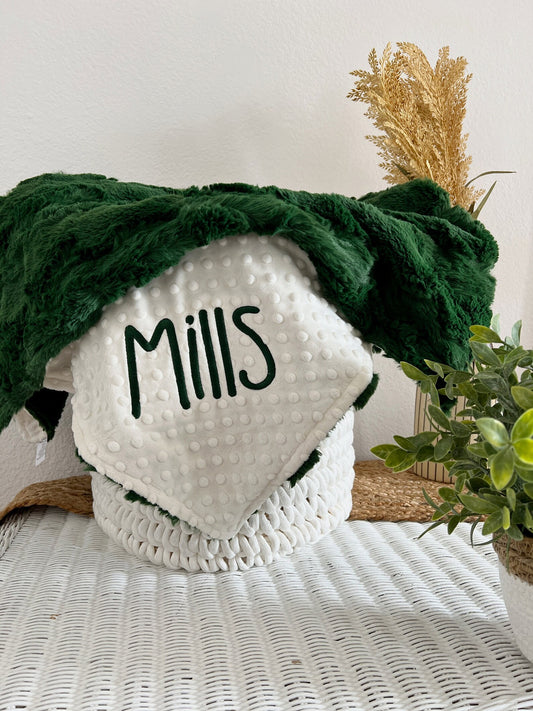 Evergreen Glacier Minky Baby Blanket - Personalized