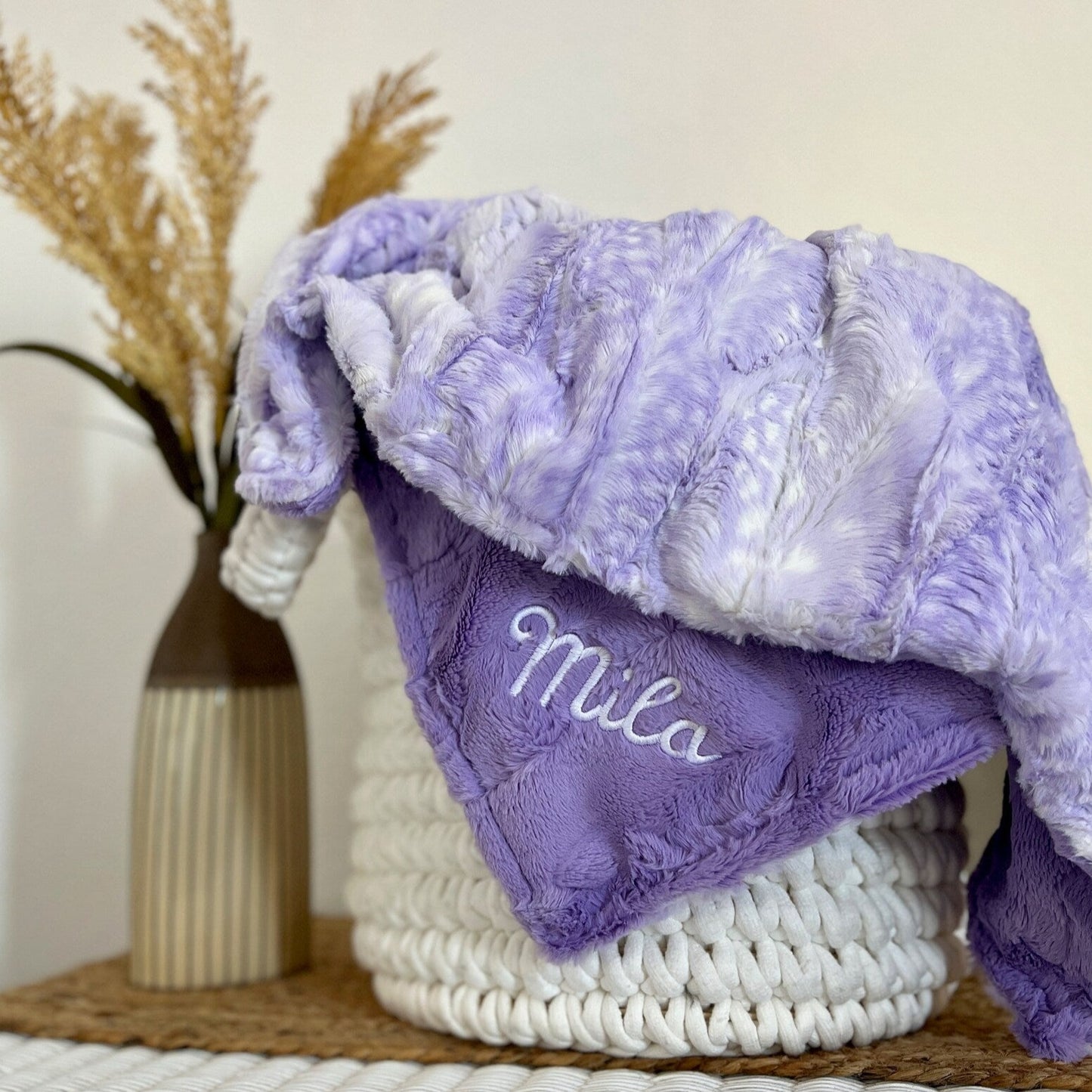 Lavender Fawn Minky Baby Blanket - Personalized