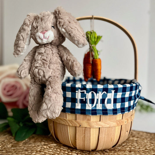 Personalized Easter Basket, Navy Gingham, DF