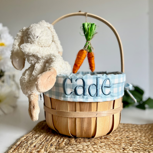 Personalized Easter Basket, Baby Blue Gingham