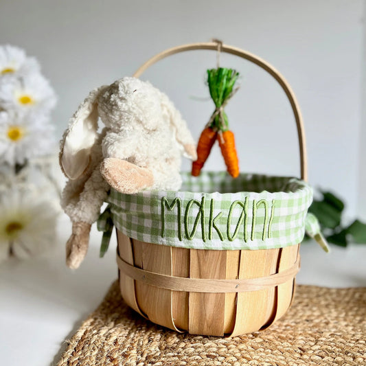 Personalized Easter Basket Sage Gingham