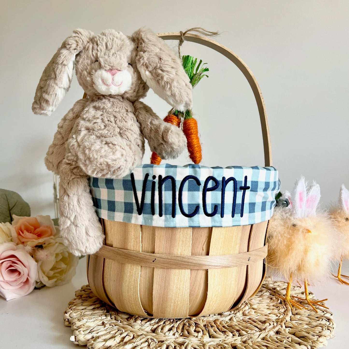 Personalized Easter Basket, Navy Small Gingham