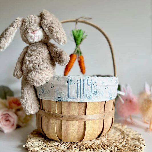 Personalized Easter Basket, Blue Floral