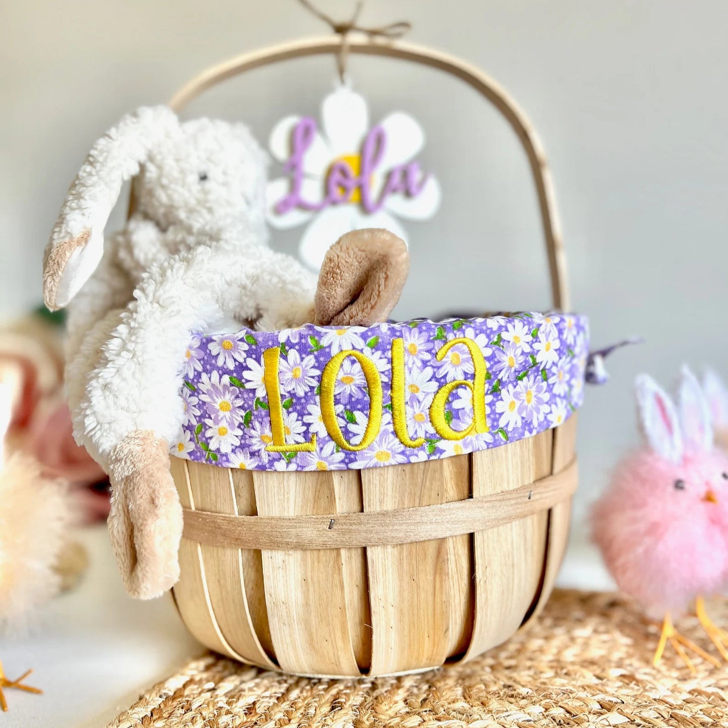 Personalized Easter Basket, Purple Daisy, DF