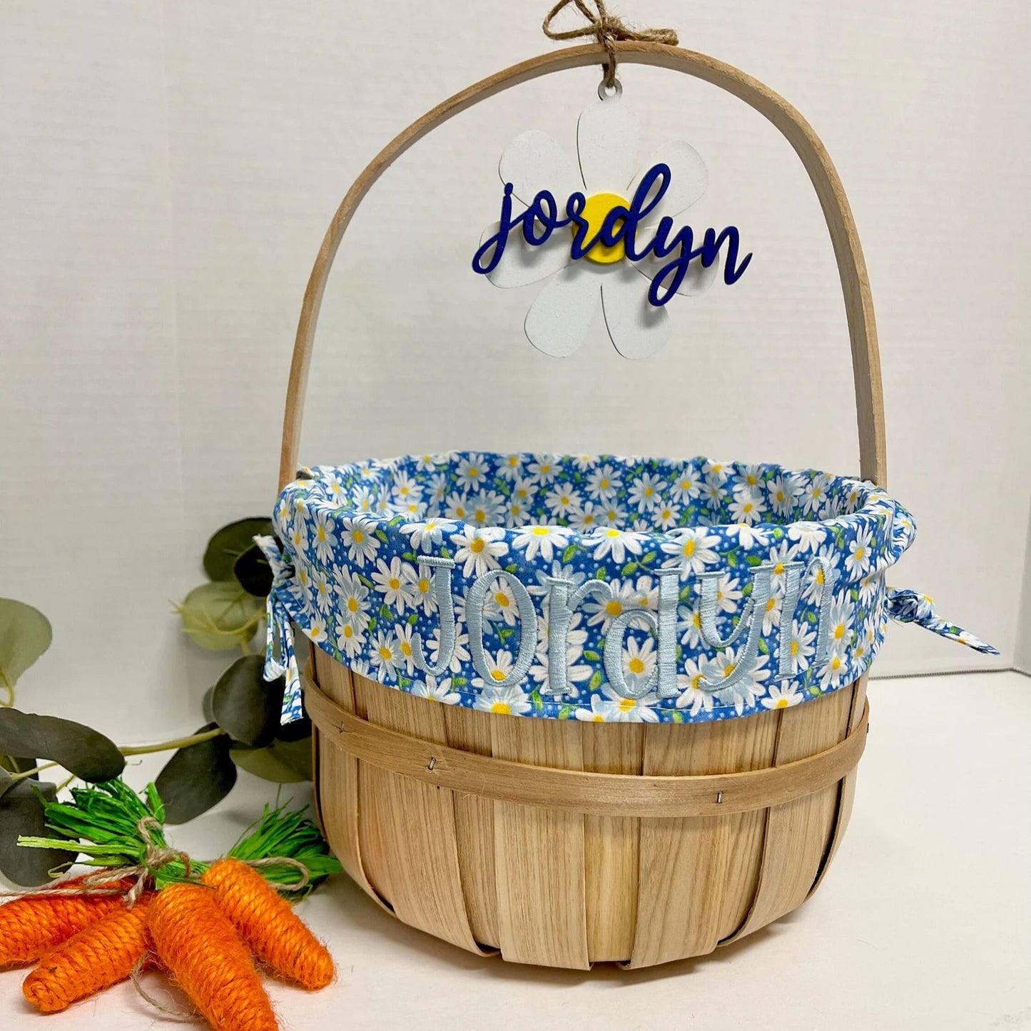 Personalized Easter Basket, Navy Daisies, DF