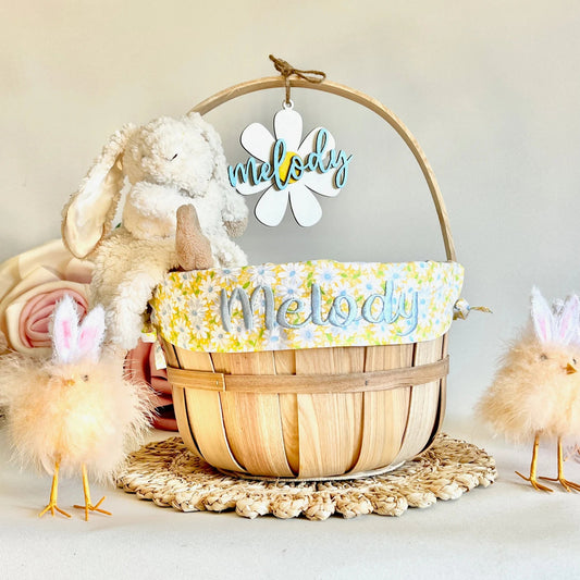 Personalized Easter Basket, Yellow Daisy