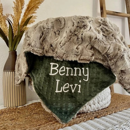 Sandshell Rabbit Minky Baby Blanket - Personalized