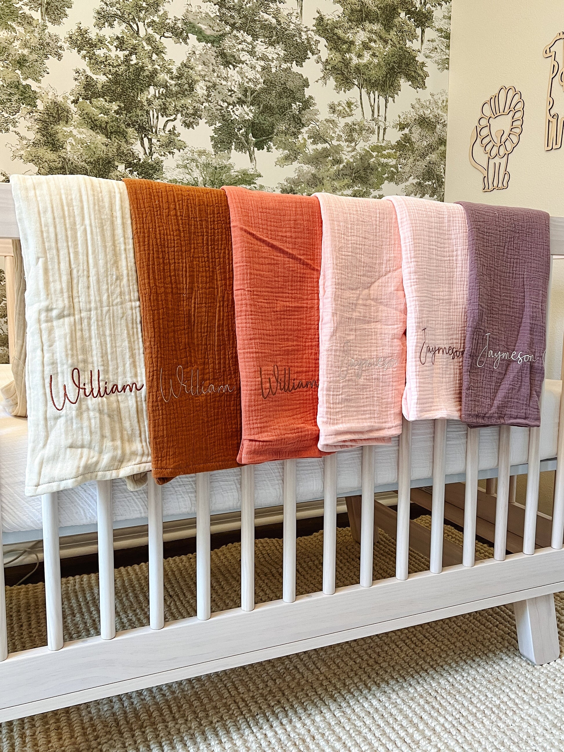 Lightweight Embroidered Baby Blanket, Personalized Baby Blanket, Cozy Soft Muslin Gauze Custom Blanket, Gift for Newborn