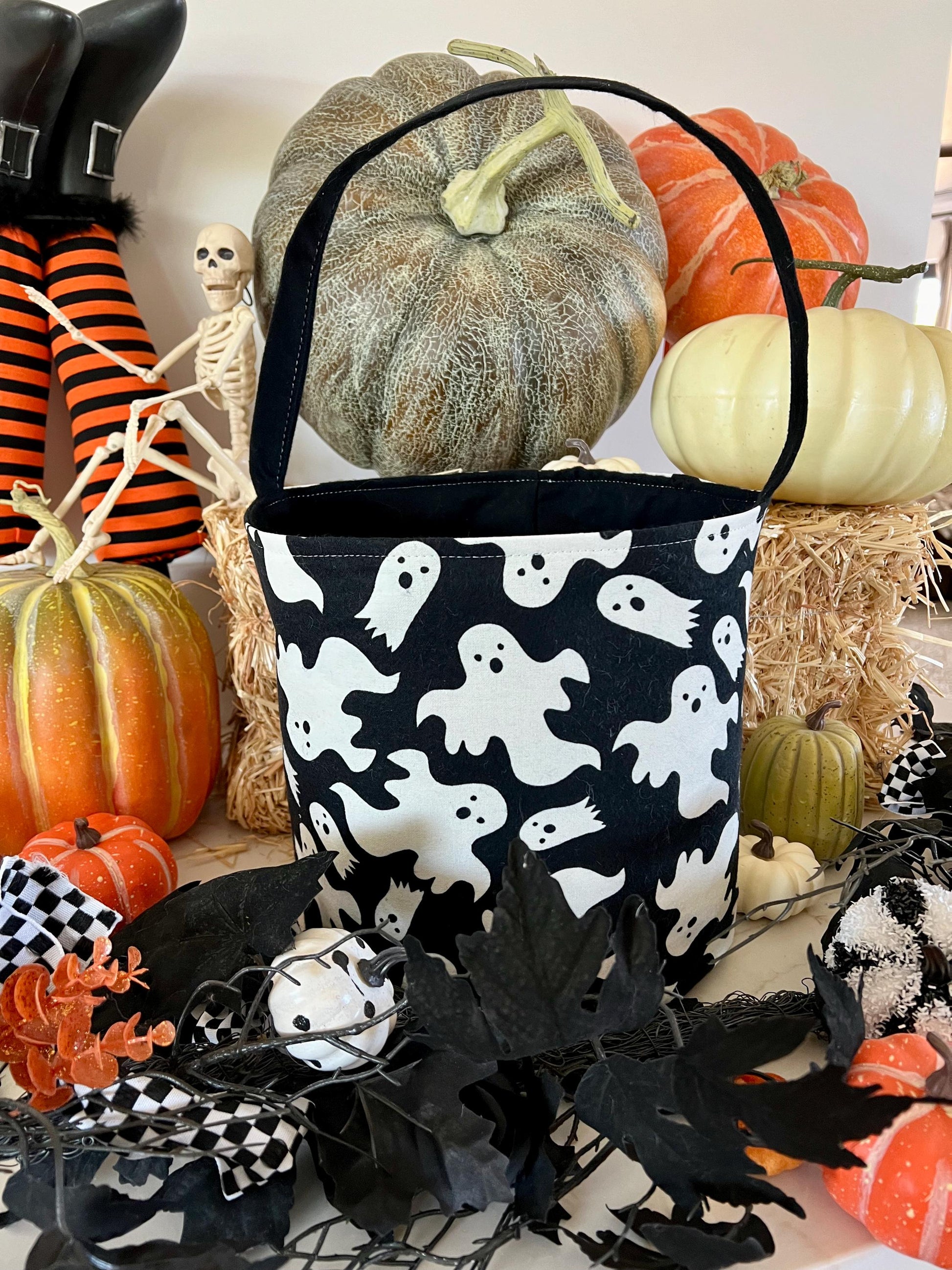 Big Ghost Trick or Treat Bag, Custom Halloween Bag, Ghost Trick-or-Treat Bucket, Personalized, Embroidered Halloween Basket, Limited Time