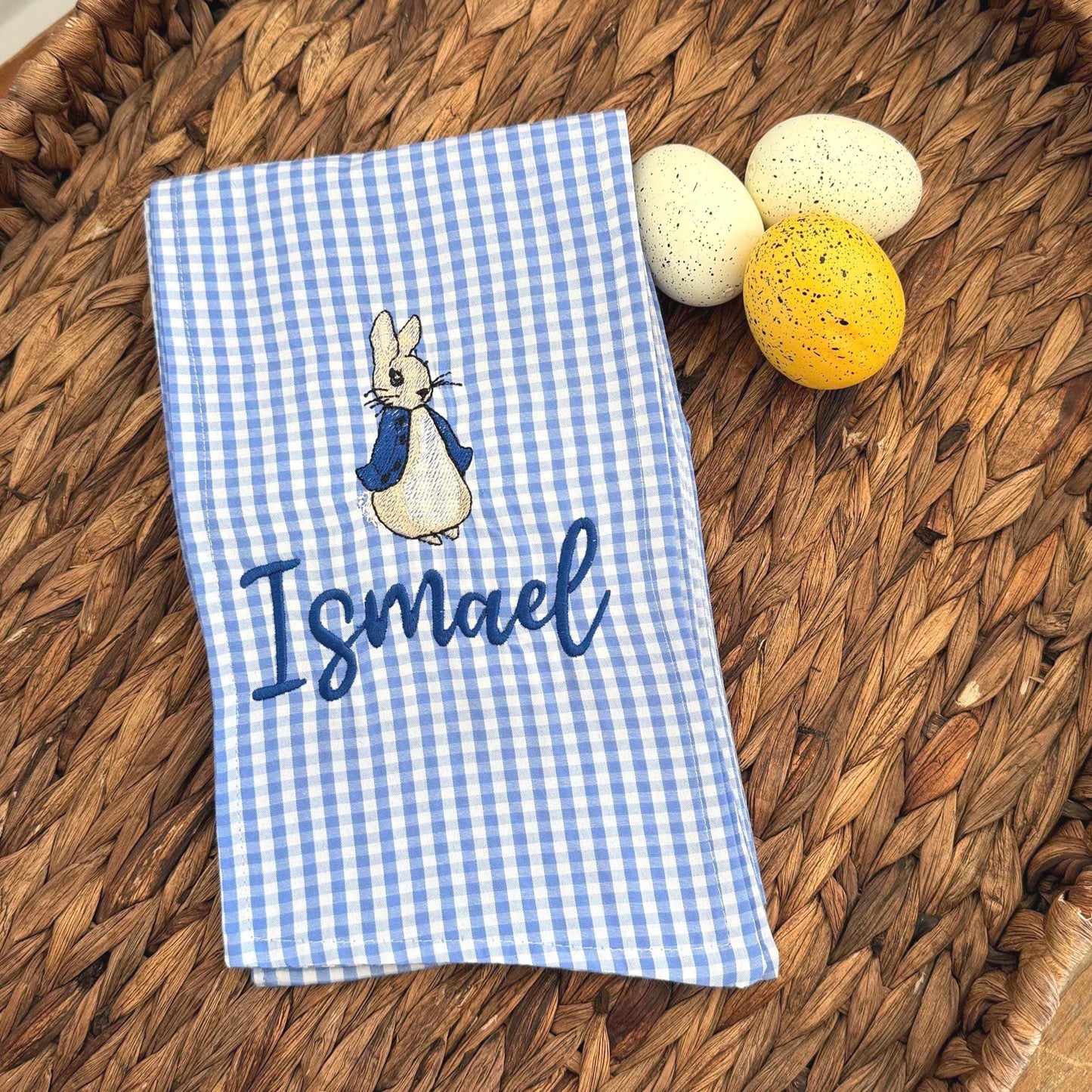 Personalized Royal Blue Gingham Easter Basket Sash