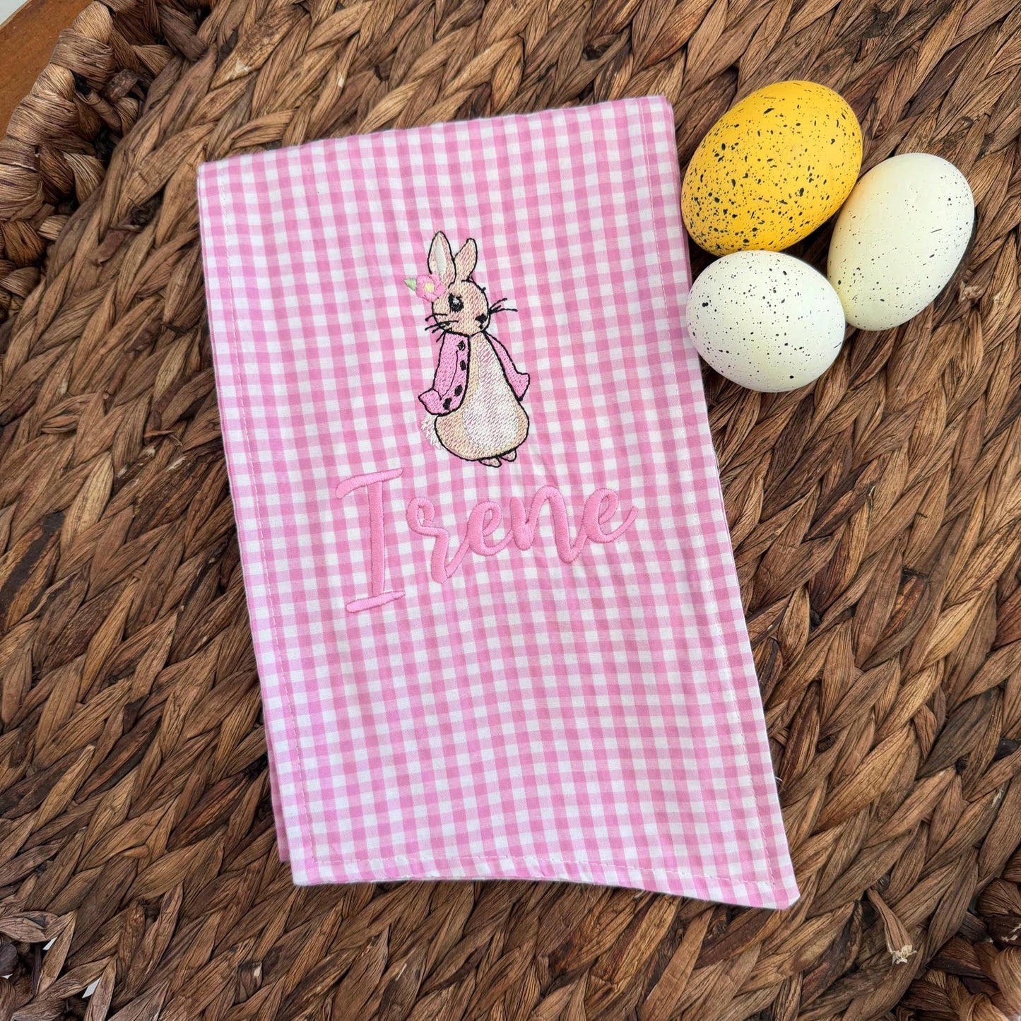 Personalized Pink Small Gingham Easter Basket Sash