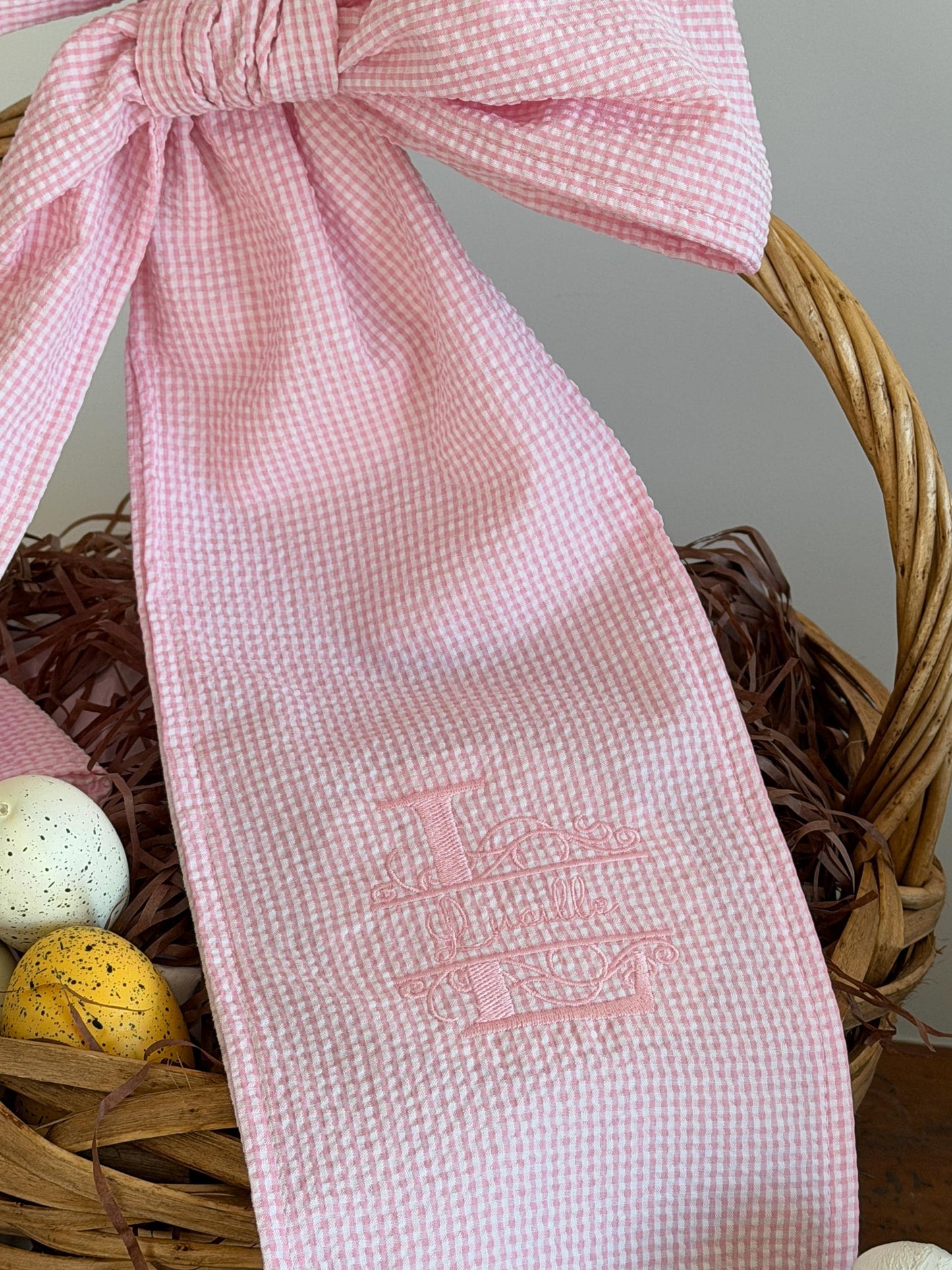 Personalized Pink Gingham Easter Basket Sash