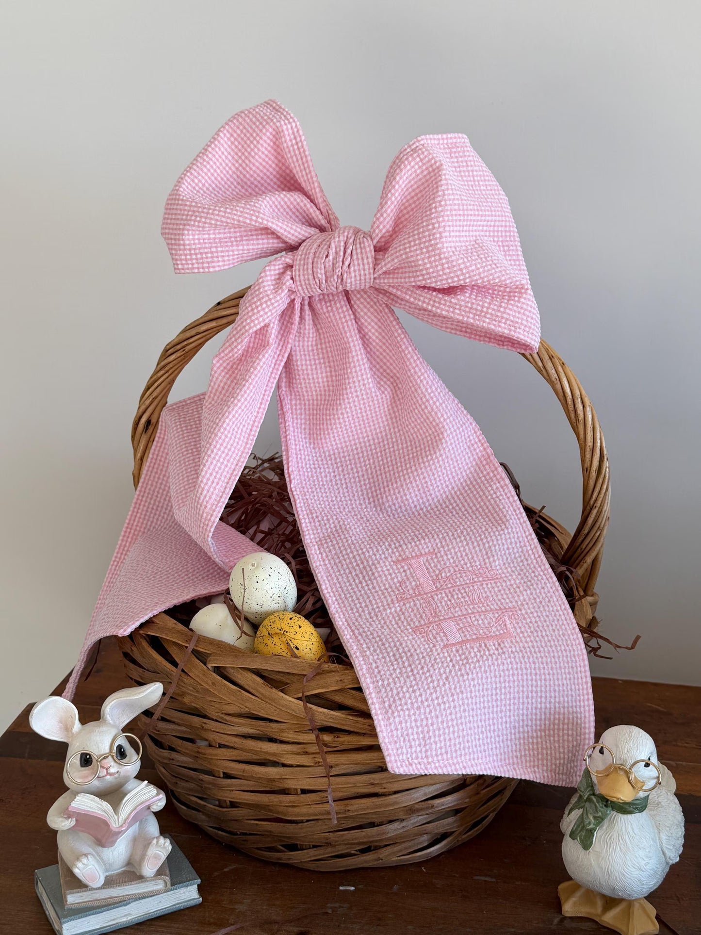 Personalized Pink Gingham Easter Basket Sash