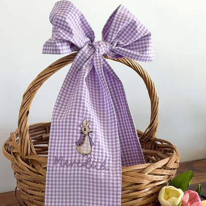 Personalized Amethyst Gingham Easter Basket Sash