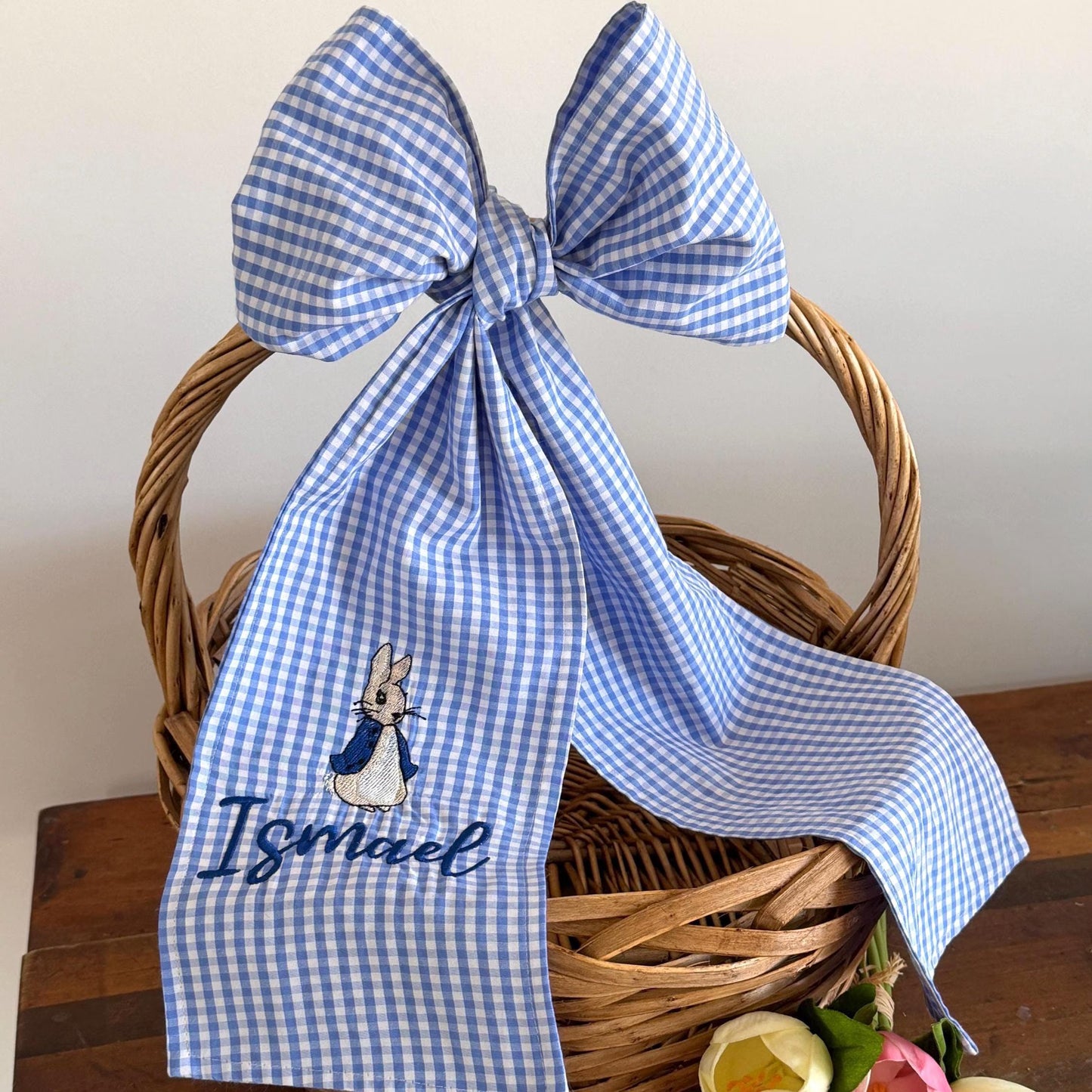 Personalized Royal Blue Gingham Easter Basket Sash