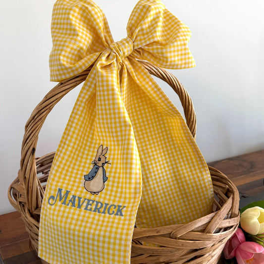 Personalized Yellow Gingham Easter Basket Sash