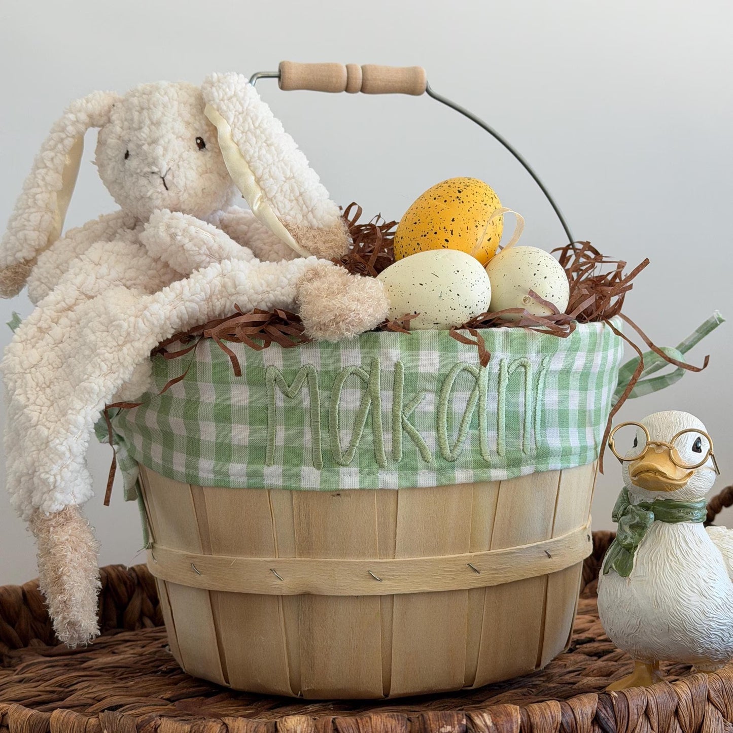 Personalized Easter Basket, Lime Green Gingham, PM