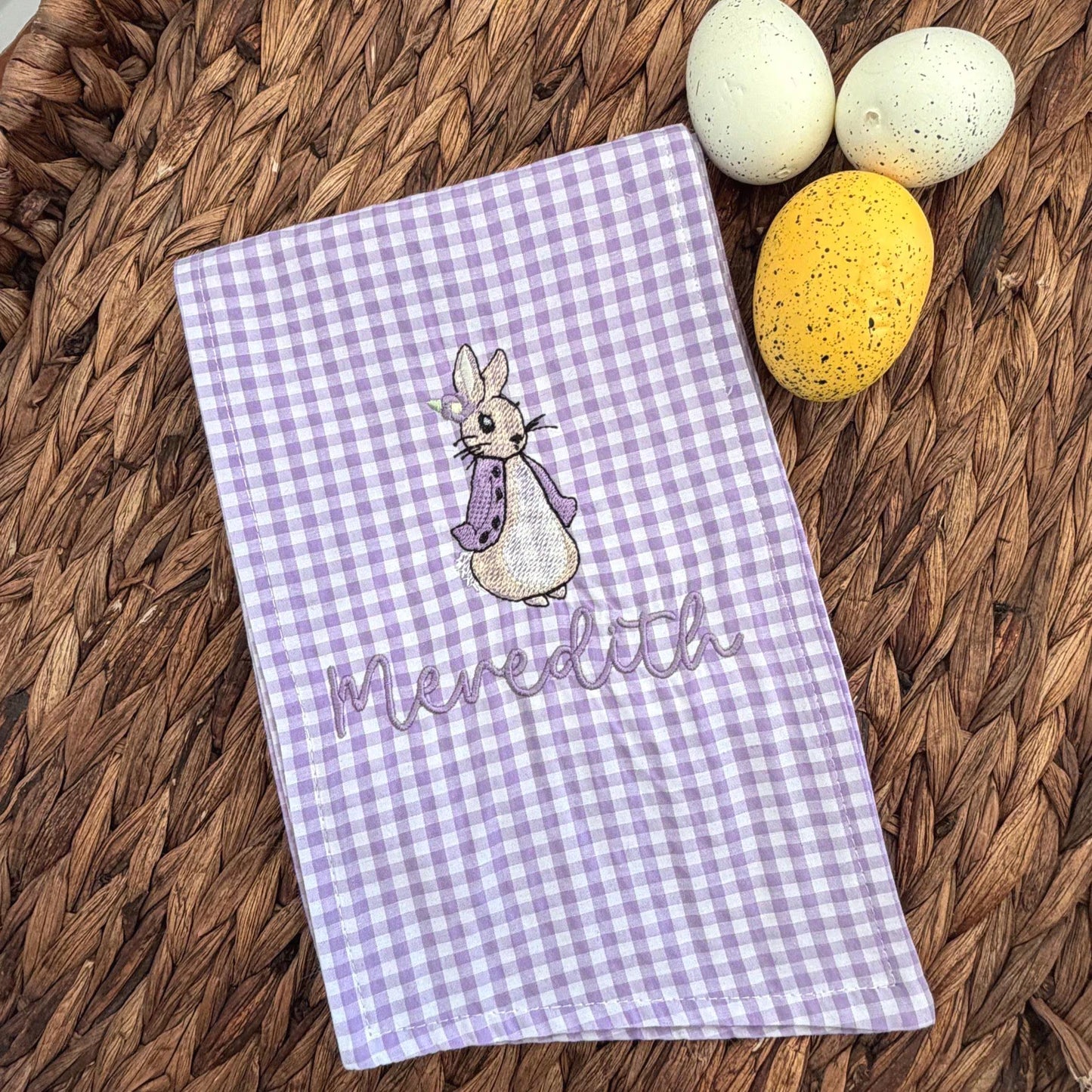 Personalized Amethyst Gingham Easter Basket Sash