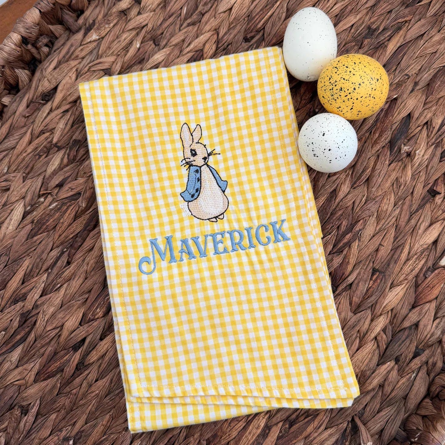 Personalized Yellow Gingham Easter Basket Sash