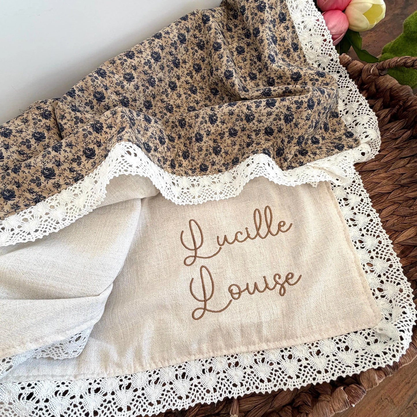 Vintage Inspired Lace Ruffle Blanket