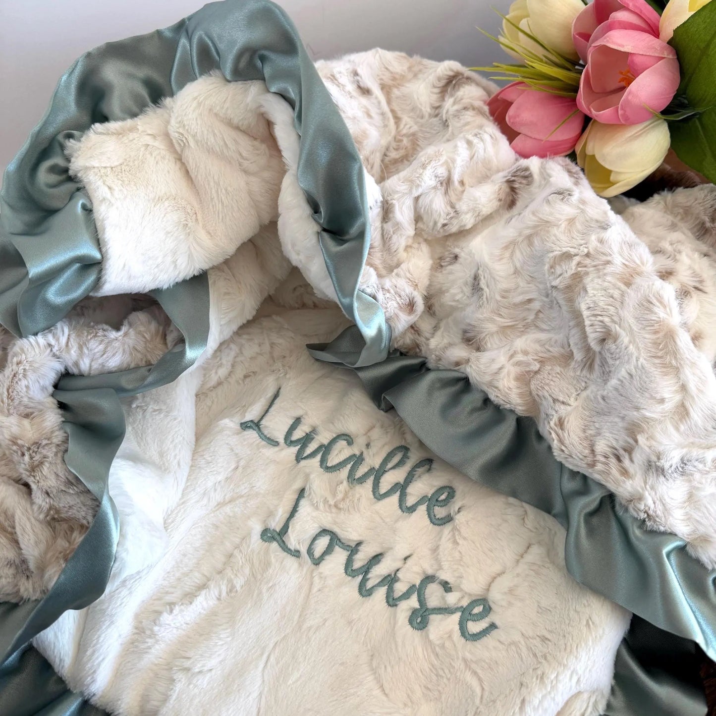 Owl Print Baby Blanket with Ruffle Trim