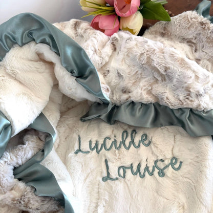 Owl Print Baby Blanket with Ruffle Trim