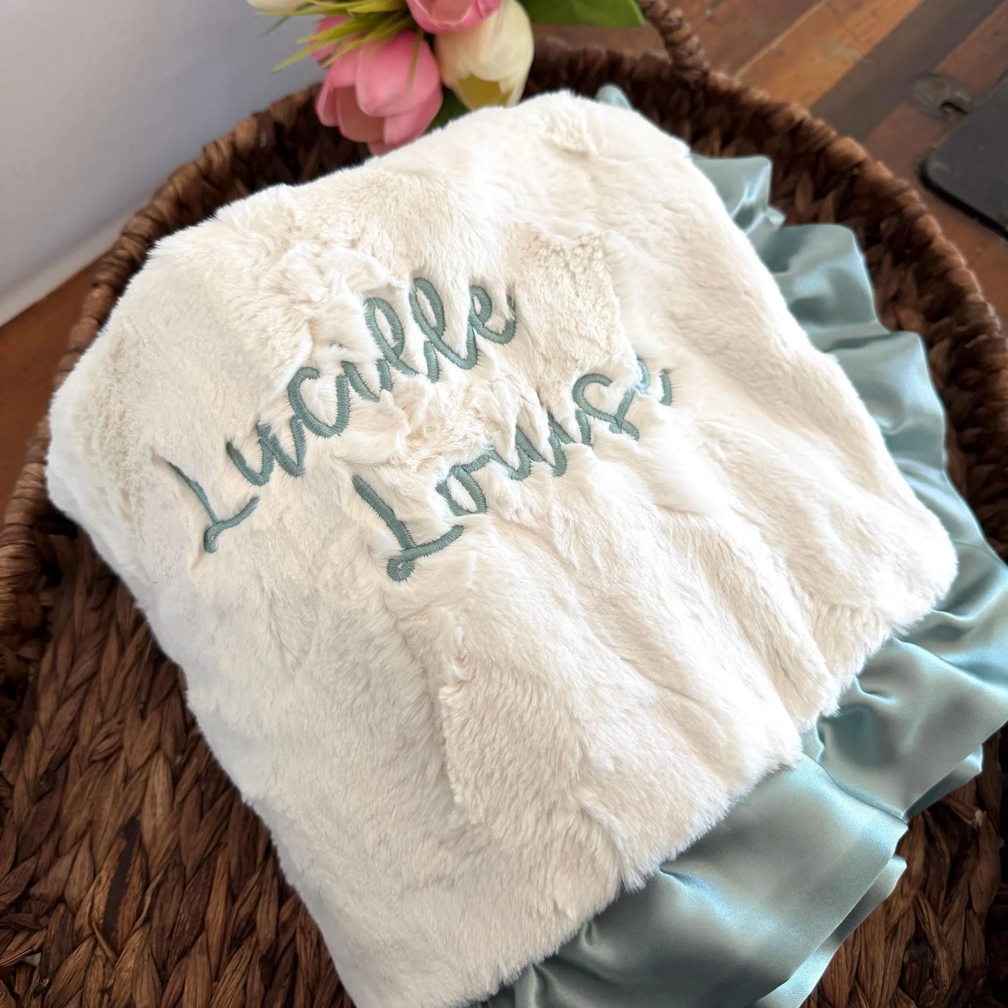 Owl Print Baby Blanket with Ruffle Trim