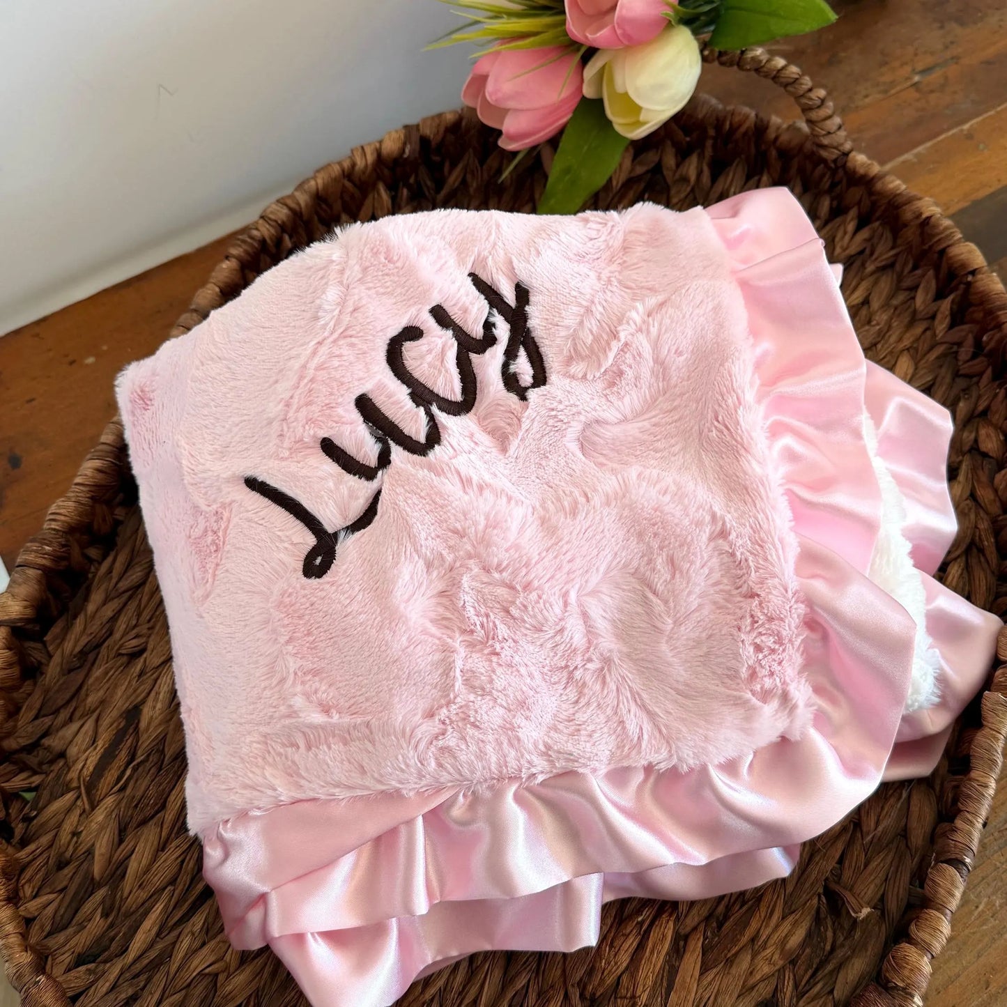 Brownie Calf Baby Blanket with Ruffle Trim